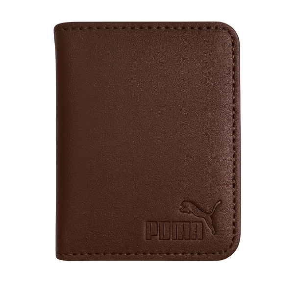 puma dark brown synthetic leather mens wallet