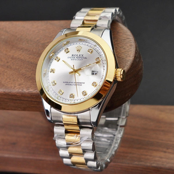 RLX Oyster Datejust Stainless Steel Watch Two Tone Golden-White